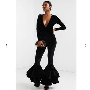 VELVET RUFFLE BOTTOM PANT